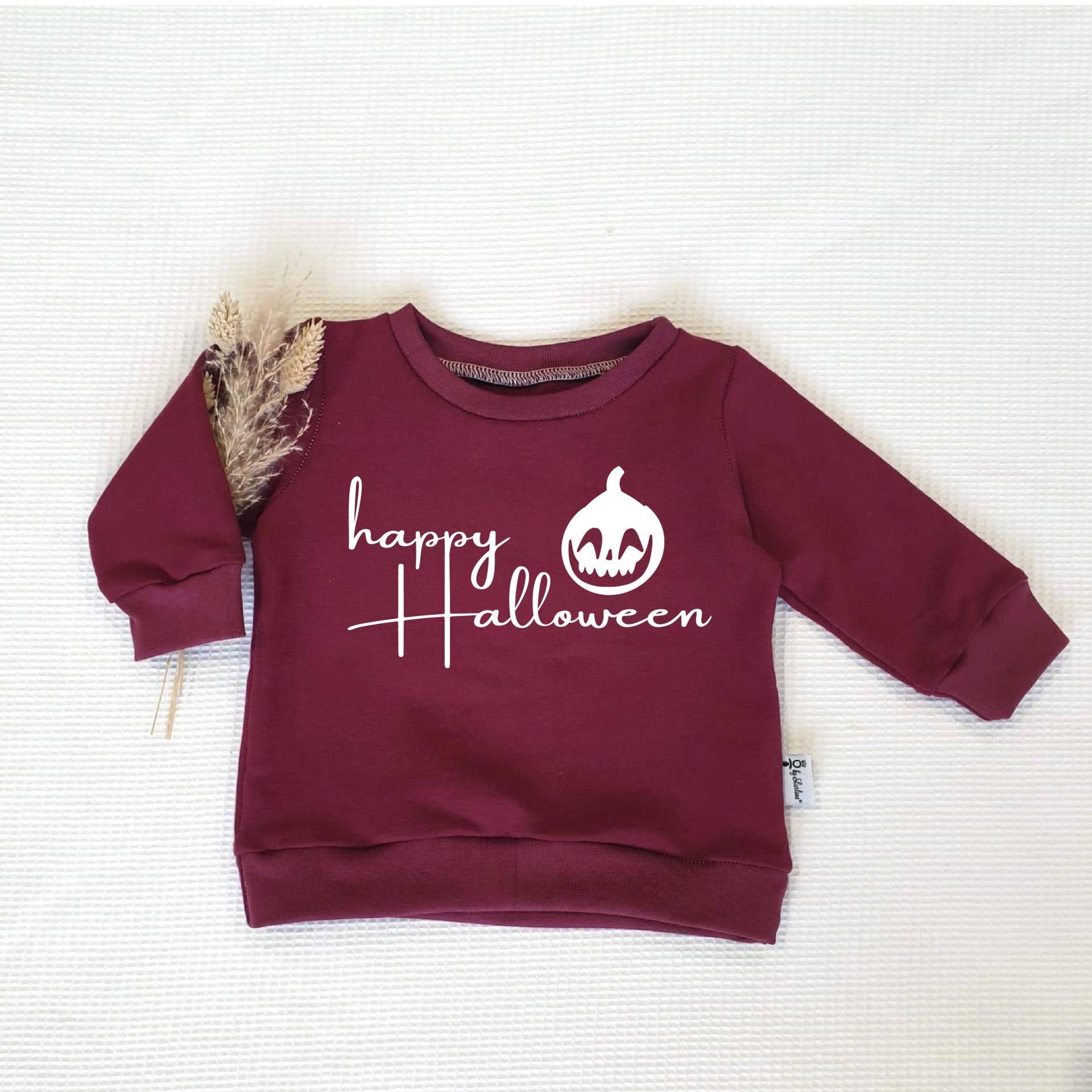 Sweater in Verschiedenen Farben Wählbar | Happy Halloween - Kürbis | Weiss Von Sharlene Babymode Handmade von SharleneBabymode