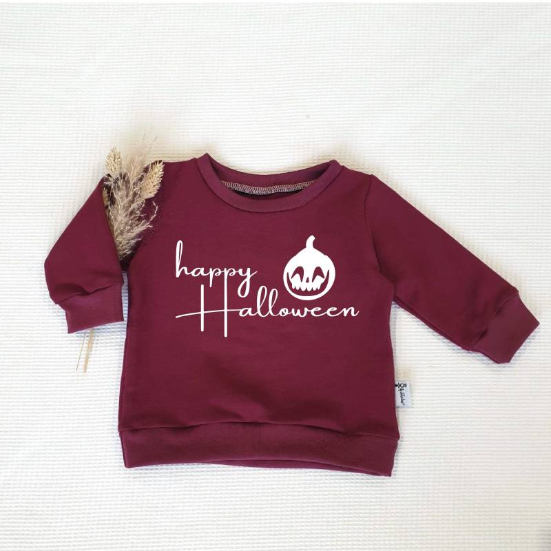 Sweater in Verschiedenen Farben Wählbar | Happy Halloween - Kürbis | Weiss Von Sharlene Babymode Handmade von SharleneBabymode