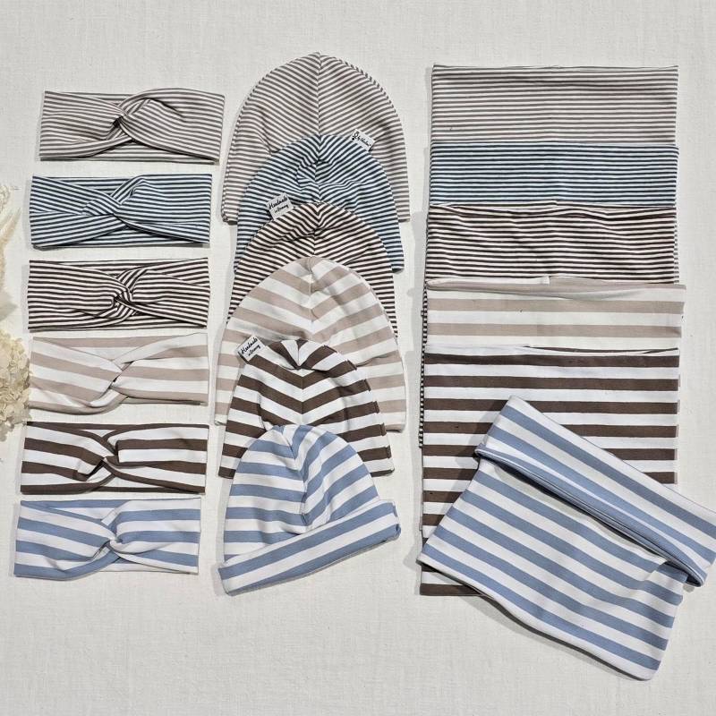 Verschiedene Designs - Gefütterter Loop Schal, Stirnband Oder Beanie Mütze Für Baby Kind O. Mama Von Sharlene Babymode von SharleneBabymode