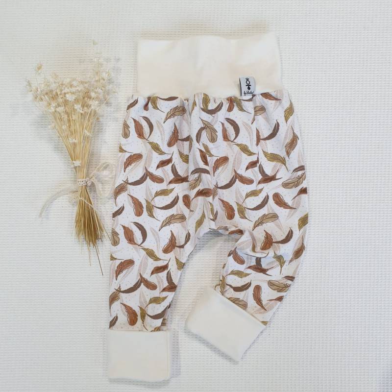 Weiss Federn | Weiss - Mitwachshose Von Sharlene Babymode Handmade in Germany Baby Hose von SharleneBabymode