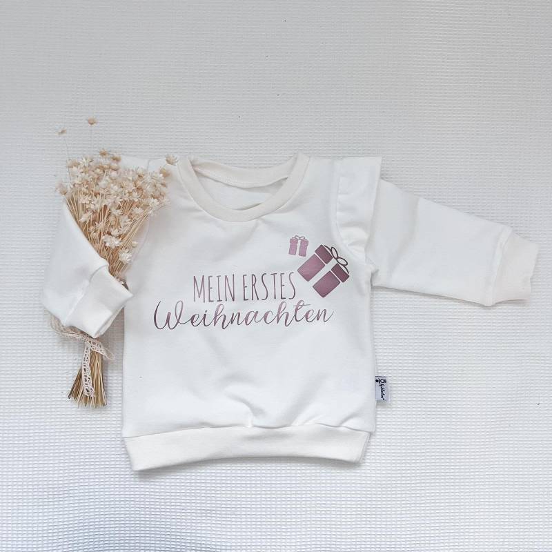 Weiß Pullover Mit Rüschen | Weiß - Mein 1./ 2./ 3./ Weihnachten Geschenke | Rosegold Sweater Sweatshirt Von Sharlene Babymode Handmade von SharleneBabymode