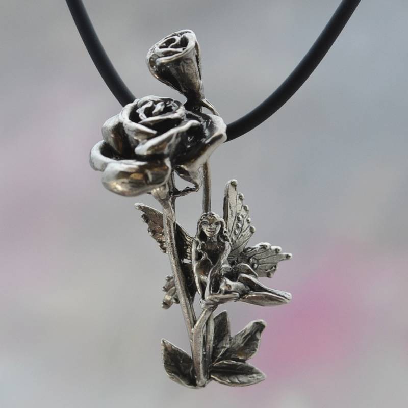 Rose Flower & Feen Anhänger in Sterling Silber von SharonBerkanDentART