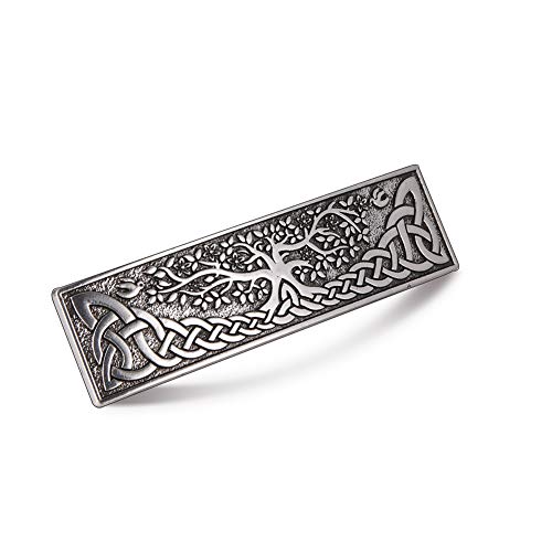 TEAMER Vintage Celtic Knot Hair Clip Metal Tree of Life Barrettes Hair Accessories Styling Gifts for Women (Silver) von TEAMER