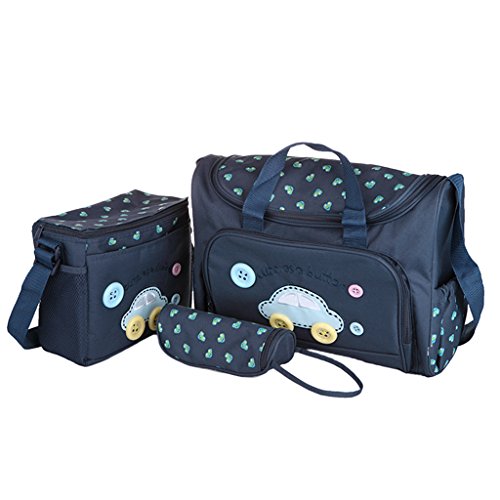 4PcsWickeltasche Pflegetasche Kinderwagen Muttertasche Babytasche Mama Tote Baby-Windel Nappie Wickeltaschen Sets Dunkelblau - Deep Blue von Sharplace