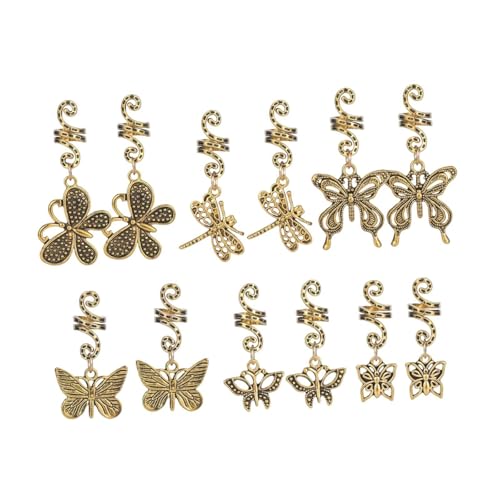 Sharplace 12x Haarringe für Zöpfe Metall Clips Manschetten Ringe Accessoires Schmetterling Metall Dreadlocks Perlen für Bart Dekoration Damen Herren von Sharplace