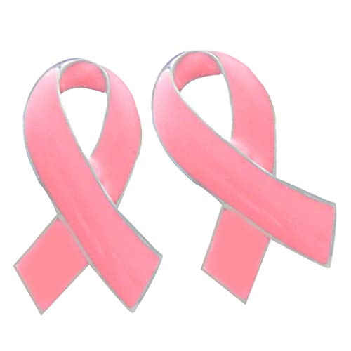 Sharplace 2Pcs Official Pink Ribbon Brosche Pin Abzeichen Brustkrebs Awareness Anstecknadeln für Frauen Geschenke von Sharplace