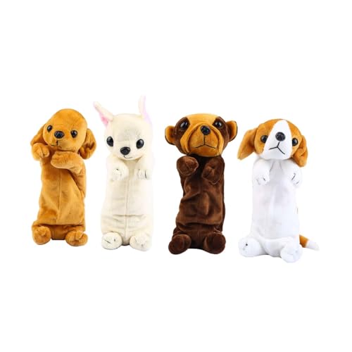 Sharplace 4 Stück Federmäppchen in Hundeform, Make-up-Taschen, weicher Reißverschluss, neuartige Tier-Federmäppchen für Jungen und Mädchen zu Hause, Braun von Sharplace