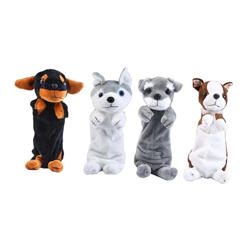 Sharplace 4 Stück Federmäppchen in Hundeform, Make-up-Taschen, weicher Reißverschluss, neuartige Tier-Federmäppchen für Jungen und Mädchen zu Hause, Grau von Sharplace
