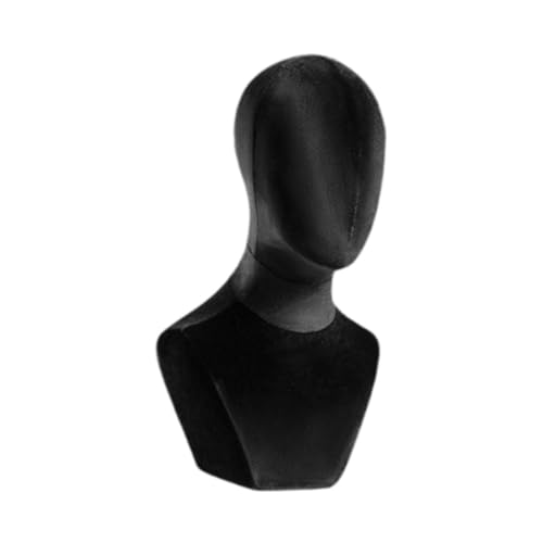 Sharplace Büste Schaufensterpuppe Kopf Perücke Display mit Schulterperücke und Hüte Display Stand Manikin Samtkopf für Perücken Friseur Trainingskappe, Schwarz von Sharplace