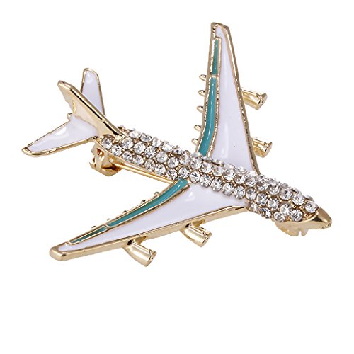 Sharplace Damen Herren Brosche Flugzeug mit/ohne Strass Anhänger Brosche Anstecknadel Schmuck Zubehör Mantel Hemd Deko, Strass Grün von Sharplace