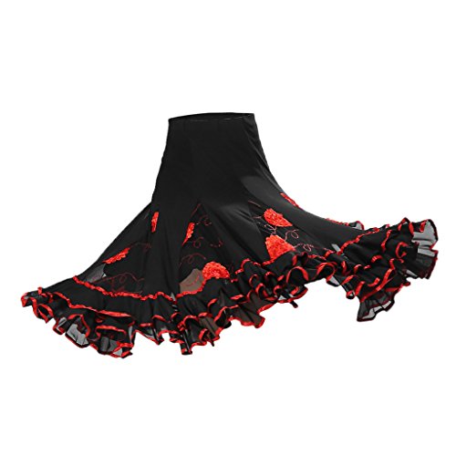 Sharplace Latin Tanz Damen Maxirock Knielang Tanzrock Zigeuner Sommerkleid Bauchtanz Rock Tanzen Kostüm Walzer Tango, Big Swing Langer Rock Festival Performance Kleidung für Frauen Mädchen, Rot Sharplace Latin Tanz Damen Maxirock Knielang Tanzrock Zigeuner Sommerkleid Bauchtanz Rock Tanzen Kostüm Walzer Tango, Big Swing Langer Rock Festival Performance Kleidung für Frauen Mädchen, Rot von Sharplace