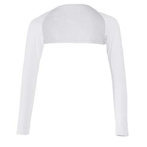 Sharplace Damen Schulterjäckchen Langarm Jäckchen Modal Festlich Shrug Crop Top Shrug Winter Strickjacke Cardigan Open Front Shrugs Boleros Strick Bolerojacke Schulterjacke für Kleider Casual, Weiß von Sharplace