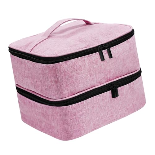 Sharplace Doppellagige Tragetasche, Nagellack-Organizer-Etui, Reise-Aufbewahrungstasche aus Oxford-Nylon für Parfüm, Nagelentferner, Gel-Nägel, ROSA von Sharplace