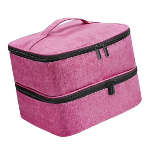 Sharplace Doppellagige Tragetasche, Nagellack-Organizer-Etui, Reise-Aufbewahrungstasche aus Oxford-Nylon für Parfüm, Nagelentferner, Gel-Nägel, Violettrot von Sharplace