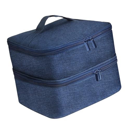 Sharplace Doppellagige Tragetasche, Nagellack-Organizer-Etui, Reise-Aufbewahrungstasche aus Oxford-Nylon für Parfüm, Nagelentferner, Gel-Nägel, tiefes Blau von Sharplace