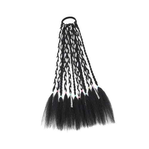 Sharplace Flechthaarverlängerung Twist Zöpfe DIY HAAR MAUFEN ELASTIGE BANDS MODE PONYTAIL EXTRAGSFLÜSSE FLAHR SCHWARZE HAAR FÜR DEN KINDER, 1b mit Silberlinie von Sharplace