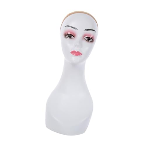 Sharplace Glatze Mannequinkopf Manikin Kopf Tragbarer Trainingskopf Glatt mit Schulter Perückenständer für Hüte Perücken Schals Home Shop, Rosa Lidschatten von Sharplace