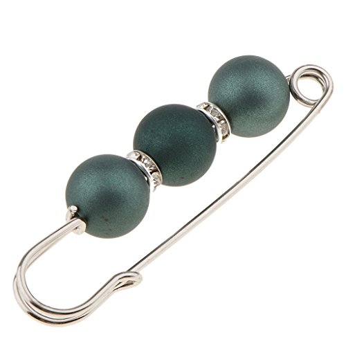 Sharplace Großer Brosche Sicherheitsnadel Anstecknadel Broschennadel Künstliche Perlen Brosche, Strass Kristall Brosche Strickjacke Pullover Schal Clip für Damen Mädchen Kleidung Dekoration, Grün von Sharplace