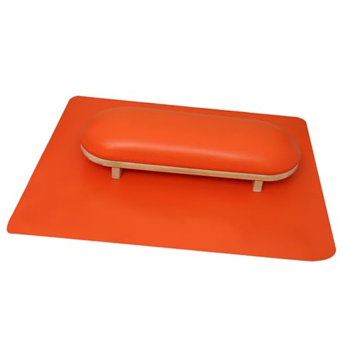 Sharplace -Kissenmatten-Set, Nagelkissen und -matte, wiederverwendbar, Damen, Tischplatte, Holzständer, Armlehne für Nägel, Handkissen für Nägel zu Hause, Orange von Sharplace