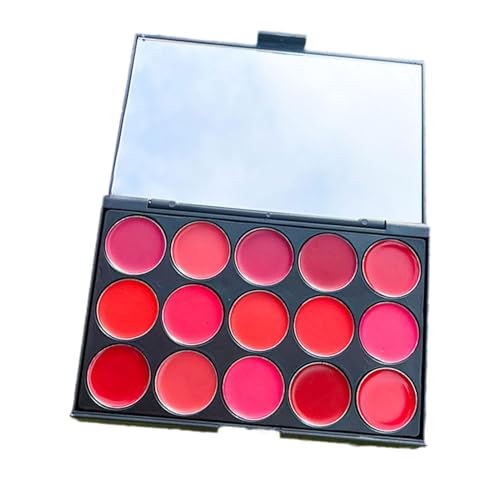 Sharplace Lippenpalette mit 15 Farben, Lippenstift-Palette, feuchtigkeitsspendende Mehrzweck-Lipgloss-Make-up-Platte für Bar-Anfängerinnen, Frauen und Mädchen von Sharplace