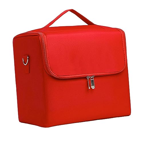 Sharplace Make-up-Tasche, wasserdichter Make-up-Aufbewahrungs-Organizer, mehrschichtig, vielseitig, mit 4 Ablagen, leicht seitlich verschiebbares Regal, stabile, Rot von Sharplace