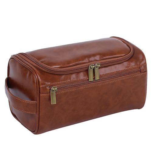 Sharplace PU-Make-up-Tasche, Make-up-Aufbewahrungstasche, Business, tragbar, PU-, Rasiertasche für Damen und Herren, Reisetasche, Kulturbeutel, Organizer, braun von Sharplace