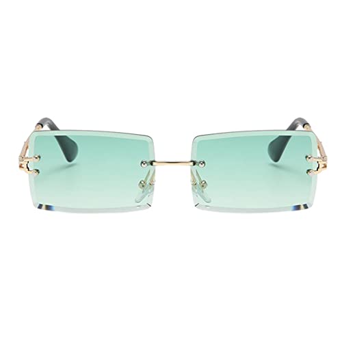Sharplace Rechteckige Randlose Sonnenbrille Getönte durchsichtig Vintage Rahmenlose Brille, Grün von Sharplace