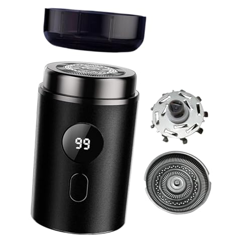 Sharplace Reisemänner Mini kompakte USB -digitale Display Gesichtsbart Trimmer Face Hair für Rasiergeschäftsbüro, 2 Rasierköpfe von Sharplace