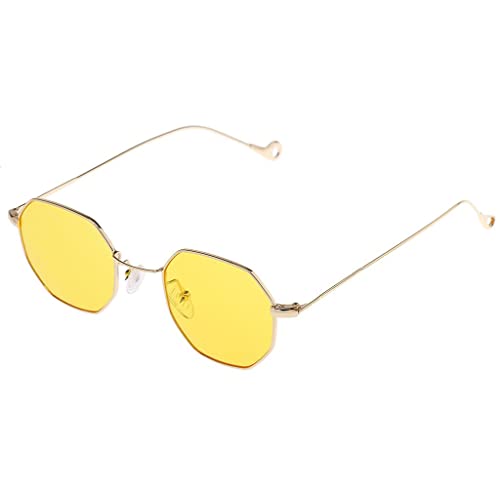 Sharplace Retro Vintage Sonnenbrille Runde Brille mit Metallrahmen für Frauen und Männer - Gelb von Sharplace