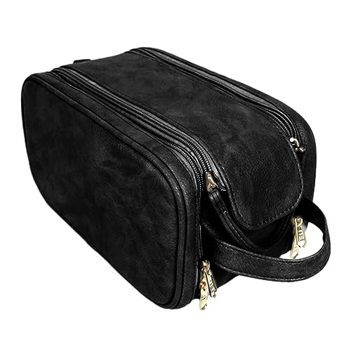 Sharplace Schminktasche, Reise Rasier Dopp Kits, Netztaschen, Extra Großes Volumen, Aufbewahrungstasche Aus Kunstleder, Make Up Organizer Tasche für Mascara, Schwarz von Sharplace