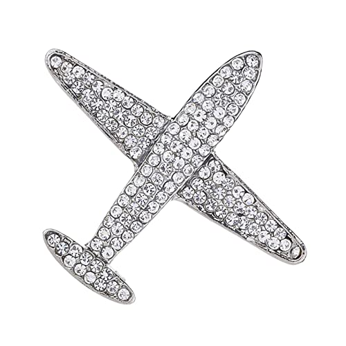 Sharplace Sicherheitsnadel Flugzeug- Anstecknadel Brosche Button Anstecker Trachtenbrosche mit Strass, Geschenk für Herren, Silber von Sharplace