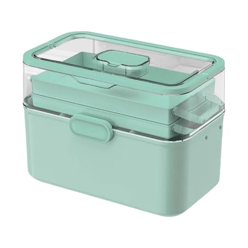 Sharplace Tragbare Medizinbox mit Griff, Nähzubehörbehälter mit Deckel, Medizinschrank, Schreibtisch Organizer für, Grün von Sharplace