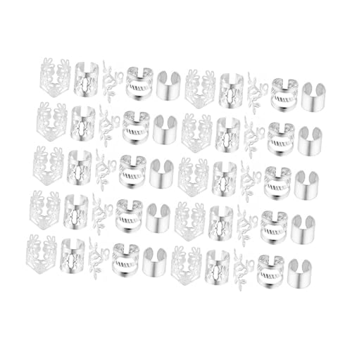 Sharplace Zöpfe Clips Dreadlocks Verstellbare Haarmanschetten Ringe Dreadlock Zubehör Haar Flechten Schmuck für Karneval Party Abschlussball, Silber 50stk von Sharplace