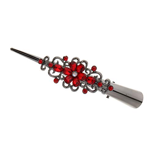 Strass Krokodil Alligator Haarspange Barrette DIY Zubehör Haar Klammer für Damen, Rot von Sharplace