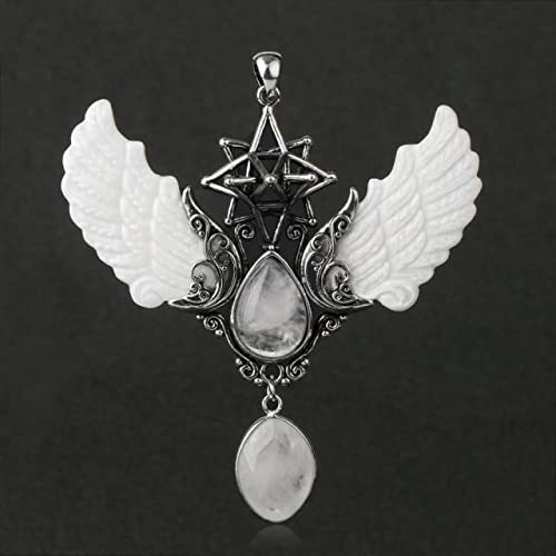 Merkaba Wassertropfen-Kristall-Halskette, Naturstein-Anhänger, Vintage-Engelsflügel-Schmuck, weiße Kristall-Halsketten Merkaba Wassertropfen-Kristall-Halskette, Naturstein-Anhänger, Vintage-Engelsflügel-Schmuck, weiße Kristall-Halsketten von Sharvgun
