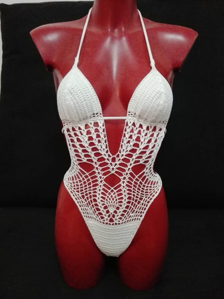 Handgefertigte Häkel Monokini Set Baumwolle Lycra Bademode von ShashexaCrochet