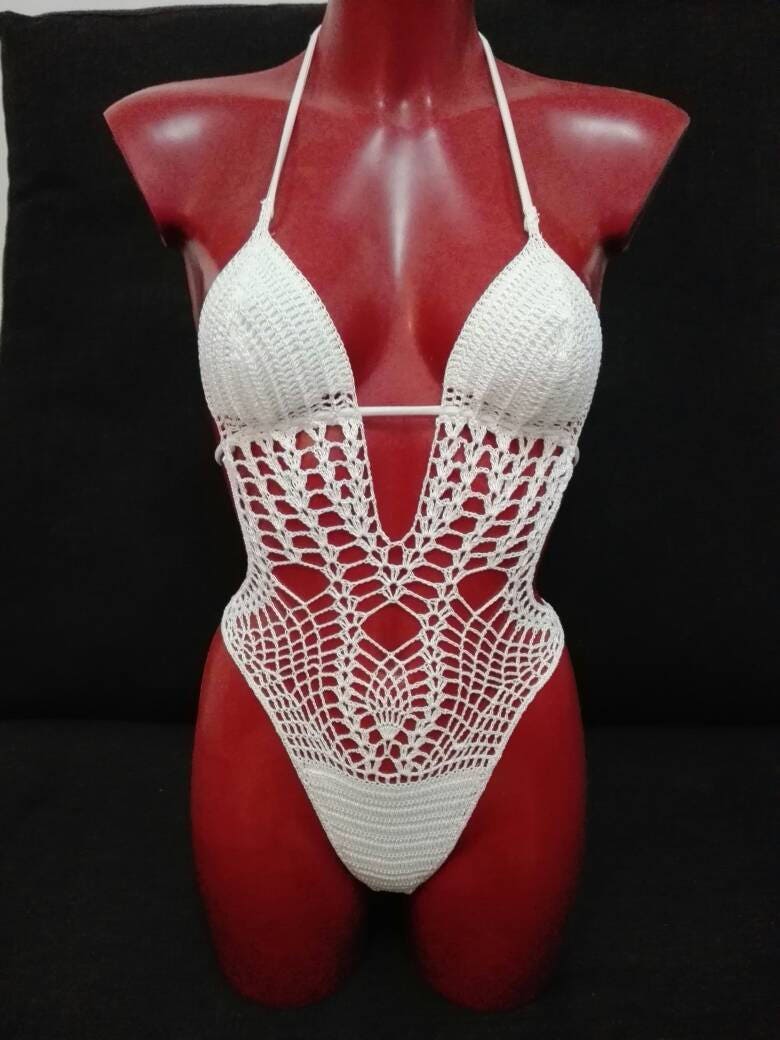 Handgefertigte Häkel Monokini Set Baumwolle Lycra Bademode von ShashexaCrochet