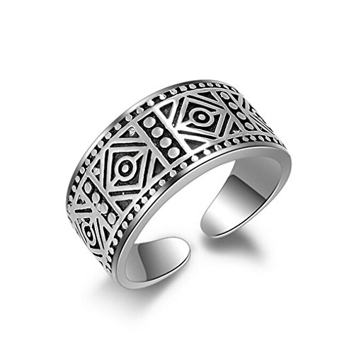 Shawa Damen-Ringe Herren-Ringe Retro Breit Ring Freundschaftsringe Eheringe Verlobungsringe Trauringe Wickelring 925 Sterling Silber Verstellbar Ring Öffnung von Shawa