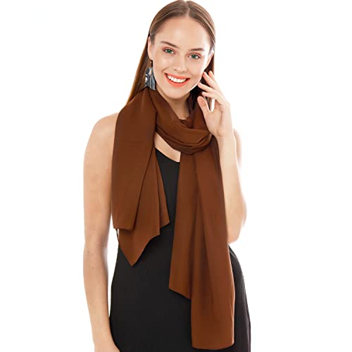 Shawl Factory Chiffon Schal Damen Braun - Seidenweich und Federleicht - Eleganter Halstuch Schal - Polyester Tuch Halstuch Damen Frühling Sommer - Pflegeleichtes Schaltuch - Damenschal Leicht (Braun) von Shawl Factory