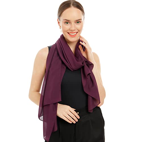 Chiffon Schal Damen Dunkelviolett - Seidenweich und Federleicht - Eleganter Halstuch Schal - Polyester Tuch Halstuch Damen Frühling Sommer - Pflegeleichtes Schaltuch - Damenschal (Dunkelviolett) von Shawl Factory