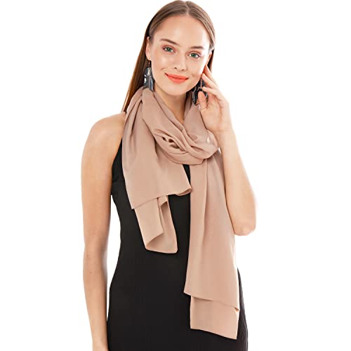 Chiffon Schal Damen Helles Taupe - Seidenweich und Federleicht - Eleganter Halstuch Schal - Polyester Tuch Halstuch Damen Frühling Sommer - Pflegeleichtes Schaltuch - Damenschal Leicht (Helles Taupe) von Shawl Factory