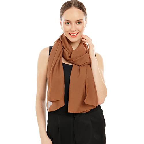 Chiffon Schal Damen Hellbraun - Seidenweich und Federleicht - Eleganter Halstuch Schal - Polyester Tuch Halstuch Damen Frühling Sommer - Pflegeleichtes Schaltuch - Damenschal Leicht (Hellbraun) von Shawl Factory