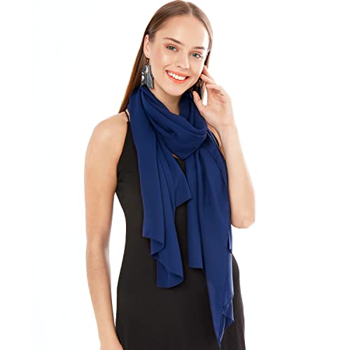 Chiffon Schal Damen Marineblau - Seidenweich und Federleicht - Eleganter Halstuch Schal - Polyester Tuch Halstuch Damen Frühling Sommer - Pflegeleichtes Schaltuch - Damenschal Leicht (Marineblau) von Shawl Factory