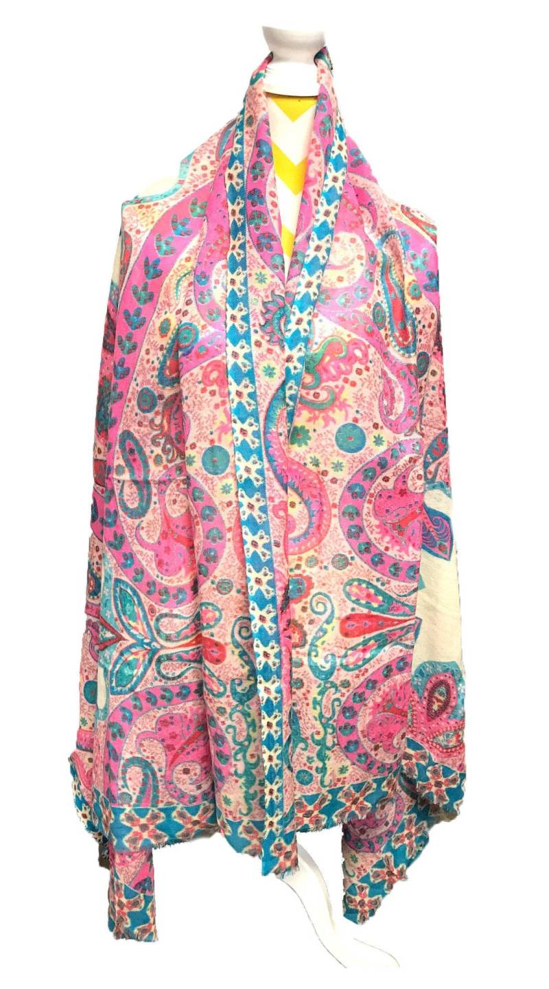 Blue Gold-Schmetterlings-Blumen-Schal-Verpackungs-Schal Baumwolle Langer Schal Frauen Zubehör Blue Gold-Schmetterlings-Blumen-Schal-Verpackungs-Schal Baumwolle Langer Schal Frauen Zubehör von ShawlsnScarves