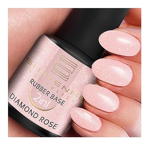 SHAYENNE 2in1 Rubber Base Color Diamond Rose Gel Nagellack 15 ml für UV LED Lampe | MADE in Germany | Shellac Cover Gel Nail Polish for UV Nail Lamp | LED Nagel Lack Gellack Nagelgel von Shayenne