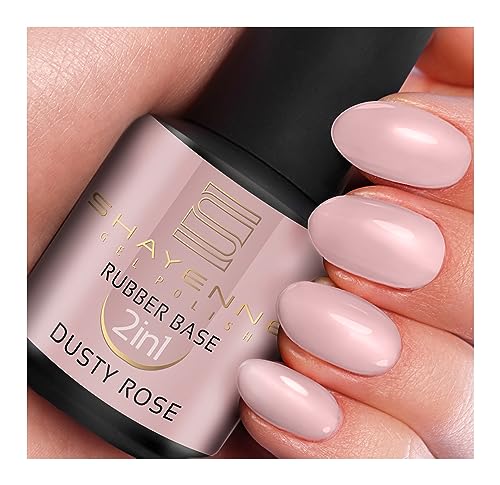 SHAYENNE 2in1 Rubber Base Color Dusty Rose Gel Nagellack 15 ml für UV LED Lampe | MADE in Germany | Shellac Cover Gel Nail Polish for UV Nail Lamp | LED Nagel Lack Gellack Nagelgel von Shayenne