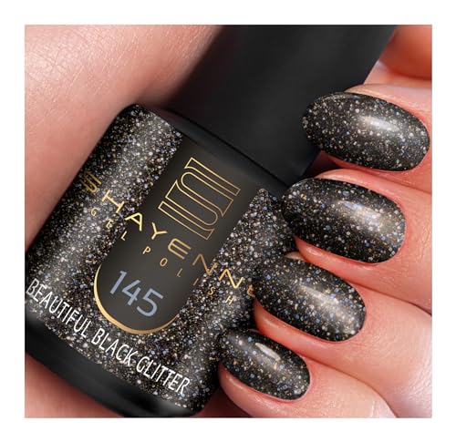 SHAYENNE MADE in GERMANY Shellac Gel Nagellack 15 ml für UV LED Lampe | 145 Beautiful Black | Gel Nail Polish for UV Nail Lamp | LED Nagel Lack Gellack Nagelgel von Shayenne