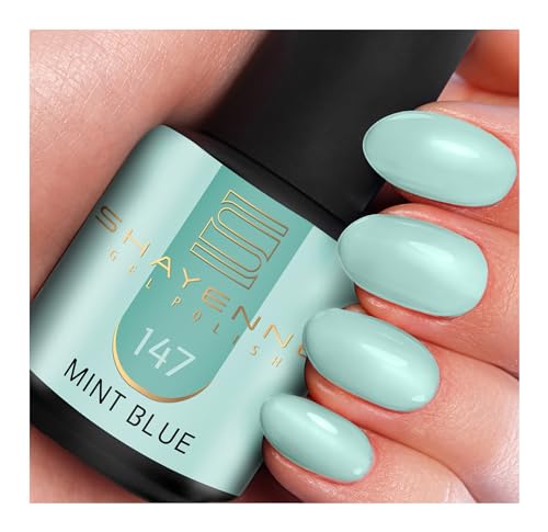 SHAYENNE MADE in GERMANY Shellac Gel Nagellack 15 ml für UV LED Lampe | 147 Mint Blue Blau | Gel Nail Polish for UV Nail Lamp | LED Nagel Lack Gellack Nagelgel von Shayenne