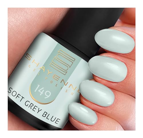 SHAYENNE MADE in GERMANY Shellac Gel Nagellack 15 ml für UV LED Lampe | 149 Soft Grey Blue Grau Blau | Gel Nail Polish for UV Nail Lamp | LED Nagel Lack Gellack Nagelgel von Shayenne