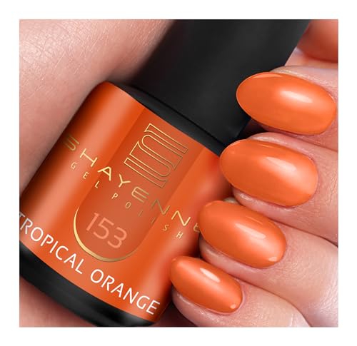 SHAYENNE MADE in GERMANY Shellac Gel Nagellack 15 ml für UV LED Lampe | 153 Tropical Orange | Gel Nail Polish for UV Nail Lamp | LED Nagel Lack Gellack Nagelgel von Shayenne